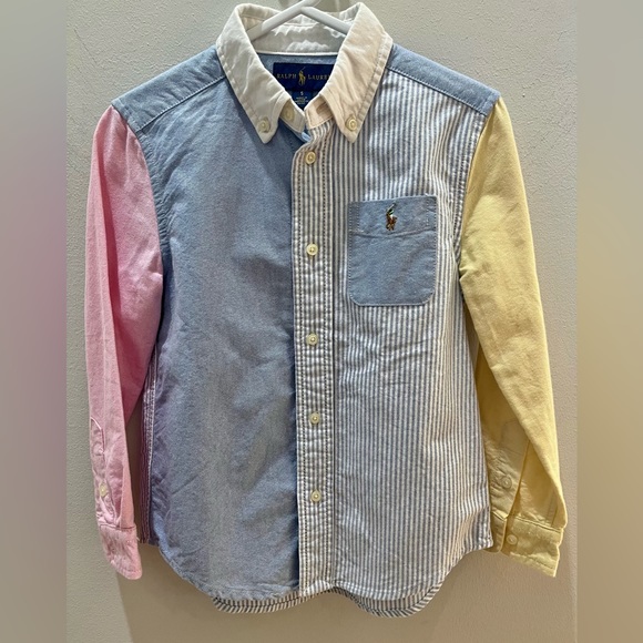 Polo by Ralph Lauren Striped Cotton Oxford Fun Shirt Boys Pastel Colour Size 5 - Picture 1 of 10